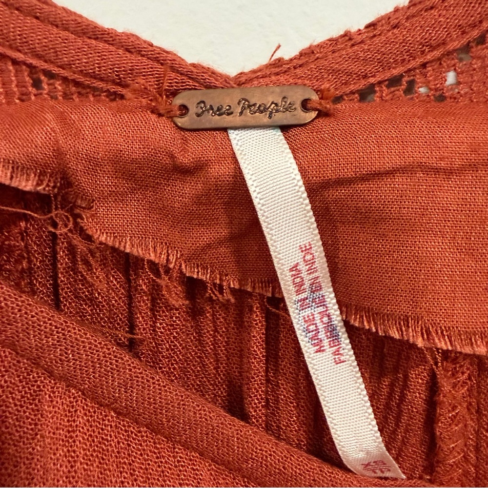 Free People Women's Mohave Embroidered Long Sleeves Dress Orange Size XS - Picture 7 of 9